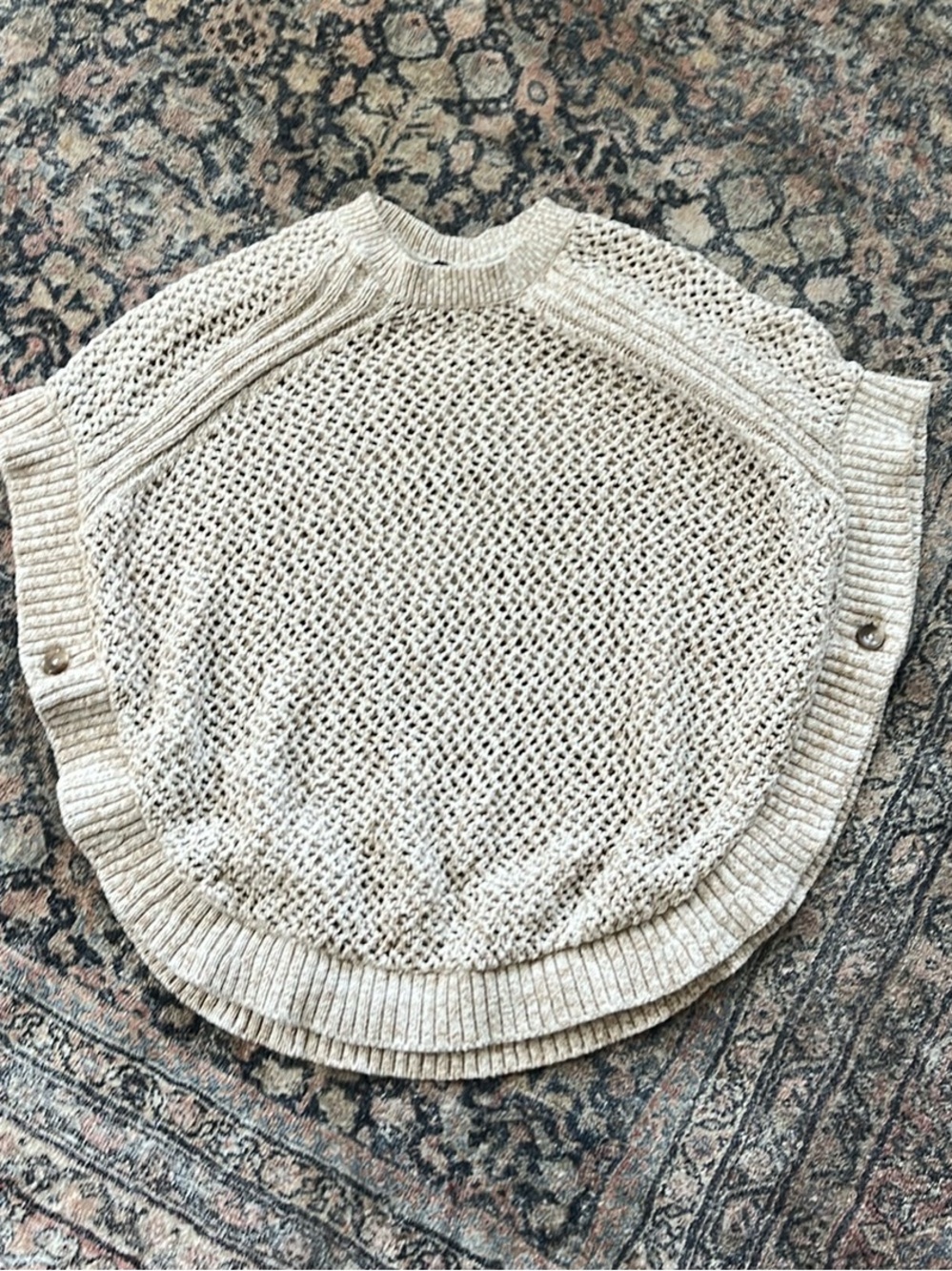 Talbots Cream Open-Knit Poncho Sweater